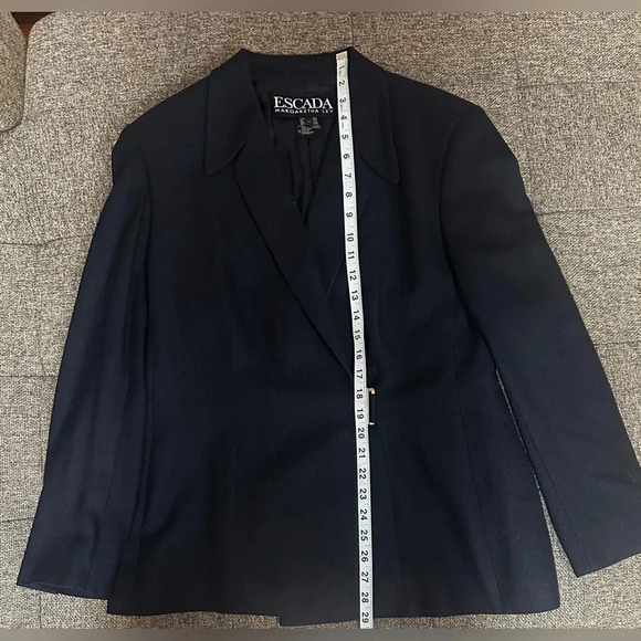 ESCADA Margaretha Ley Vintage Wrap Blazer Virgin Wool & Silk Black Sz 42 - Picture 9 of 9
